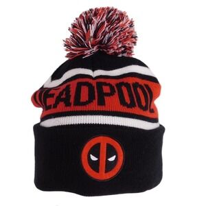 Marvel Comics Deadpool Black Red White Knit Beanie Ski Hat Toboggan A199